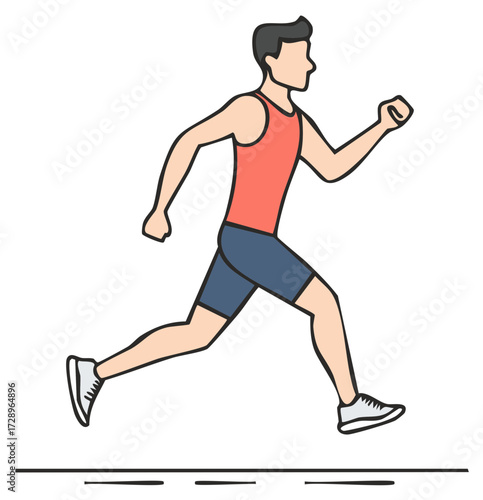 Man Running in Athletic Gear Outdoor Illustration Exercise Fitness