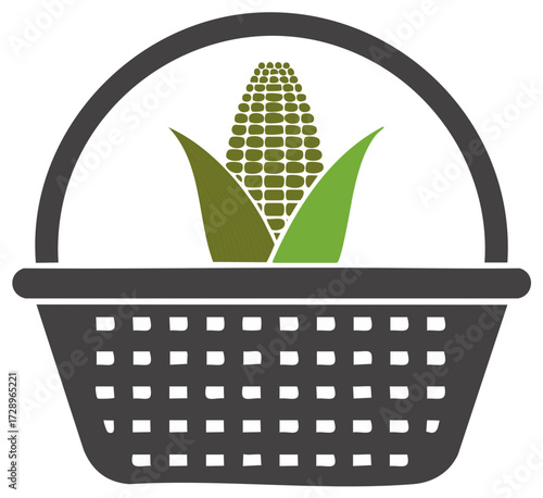 Corncob Harvest Basket Illustration Agriculture Food Concept