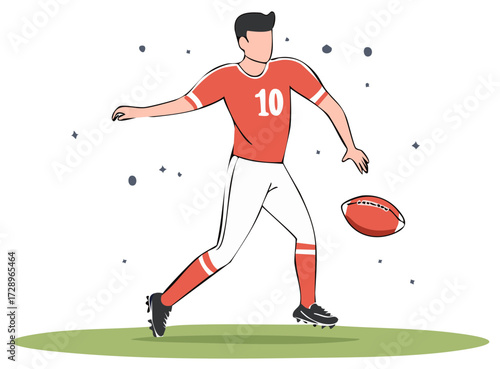 American Football Player Kicking the Ball, Vector Illustration