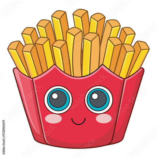 Cartoon french fries with a cute face