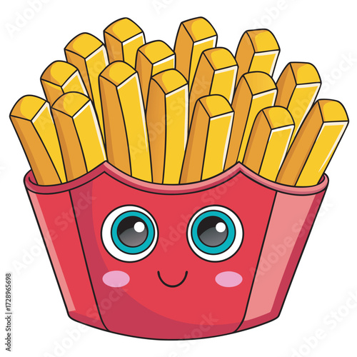 Cartoon french fries in a red container