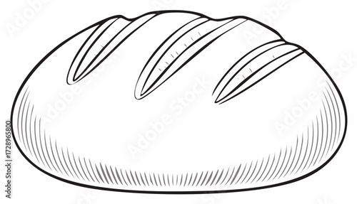 Artistic Illustration of a Loaf of Bread with Detailed Texture