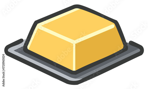 Butter portion on dish served dairy food fats for cooking spreading in dishes cartoon style