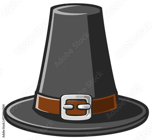Wallpaper Mural Classic dark pilgrim hat illustration with brown band and silver buckle for autumn holidays and history Torontodigital.ca
