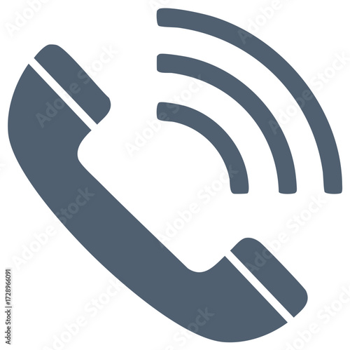 Telephone receiver with calling signal, incoming call flat vector illustration.