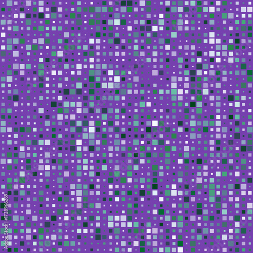 Abstract background. Squares in multiple colors. Purple, Lavender, Blue, Dark Blue, Indigo. Admirable vector illustration.