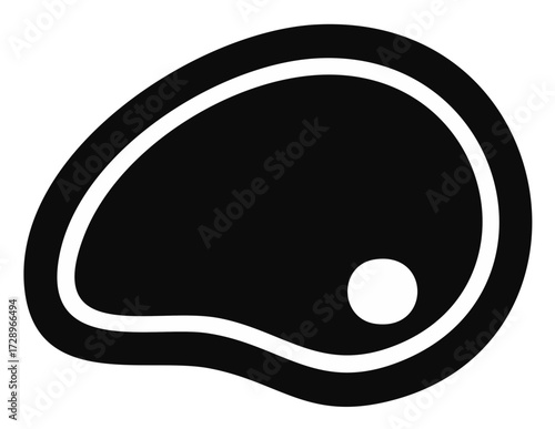 Black and white beef steak illustration showing a white fat portion.