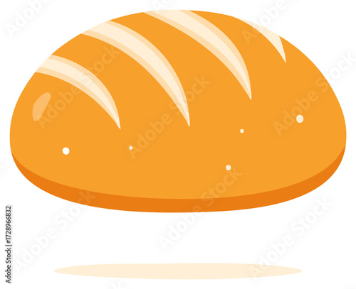 Freshly Baked Loaf of Bread Cartoon Illustration, Isolated on White
