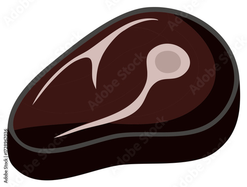 Illustration of a beef steak cut showing muscle, fat, and marbling