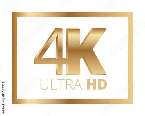 4k ultra hd logo in gold frame for high-resolution display.