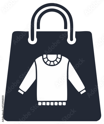 Graphic Shopping Bag with Sweater Inside Fashion Retail Icon