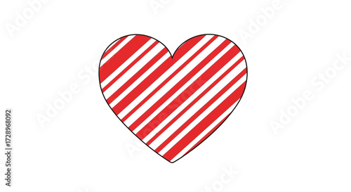 Red and white striped heart for valentines day
