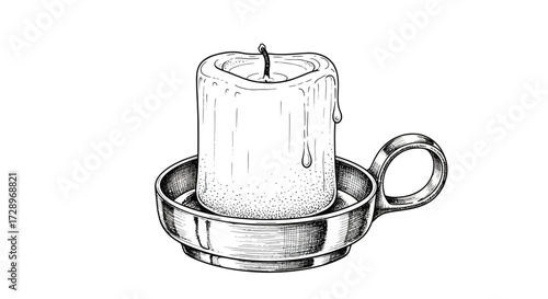 Hand drawn candle in a candlestick illustration