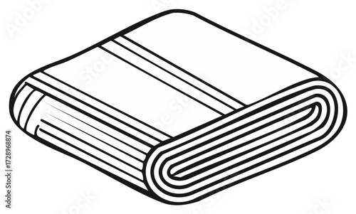 Folded towel or blanket illustration black and white isometric design