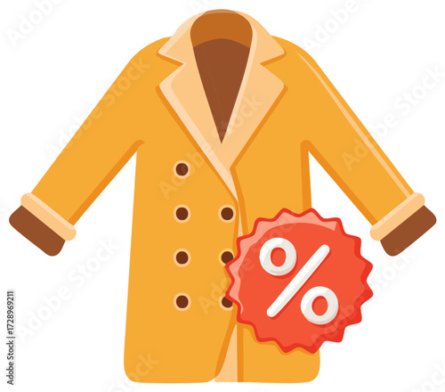 Stylish yellow double breasted coat with fur collar and discount sale tag