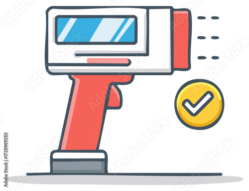 Non Contact Infrared Thermometer Gun with Checkmark Icon for Health Screening