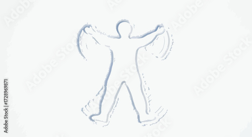 Snow angel made in fresh snow on a winter day