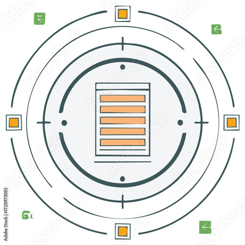 Notebook Target Icon with Arrows Pointing Outline Style Design Element