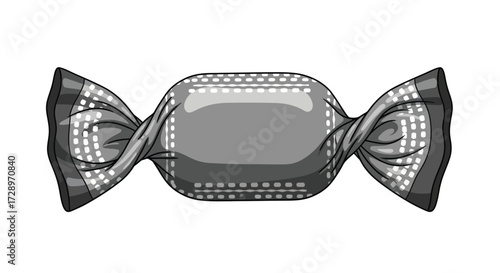 Illustration of a wrapped candy in gray scale