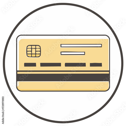 Minimalist yellow bank card icon for e commerce and financial transactions