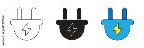 Electrical plug vector icon. Simple element illustration. Outline and flat symbol design.