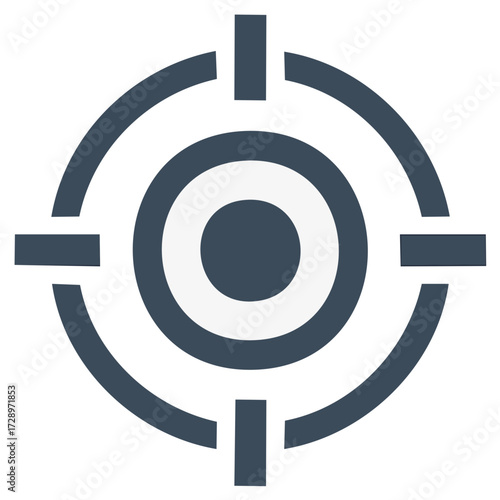 Target icon with crosshairs in dark blue color. Aim, focus, goal illustration.