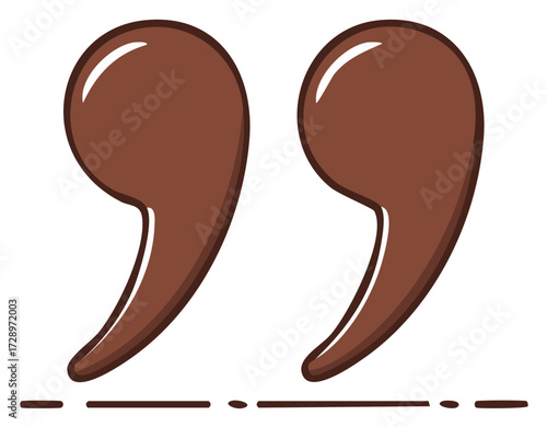 Chocolate-like quotation marks with dashed underline, symbolic of speech or writing
