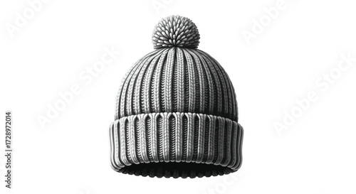 Knitted wool hat with pompom for winter season
