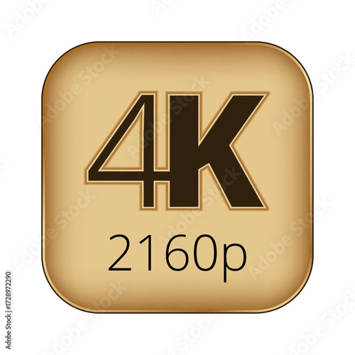 4k 2160p gold icon representing ultra high definition resolution.
