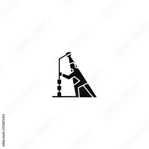 Man reaching for lamppost logo.