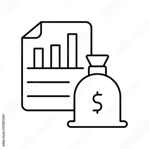 Finance Report thinline icon , vector, pixel perfect, illustrator file 
