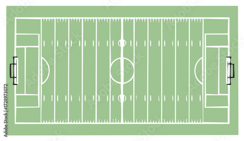 Top Down View of an American Football Field Layout with Goal Posts, Yard Lines, and Endzones
