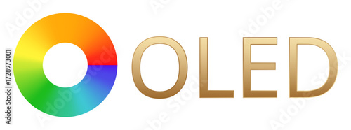 Colorful oled logo featuring circular spectrum design.