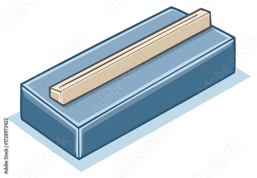 Rectangular Box with Wooden Bar Isometric Design Graphic Illustration