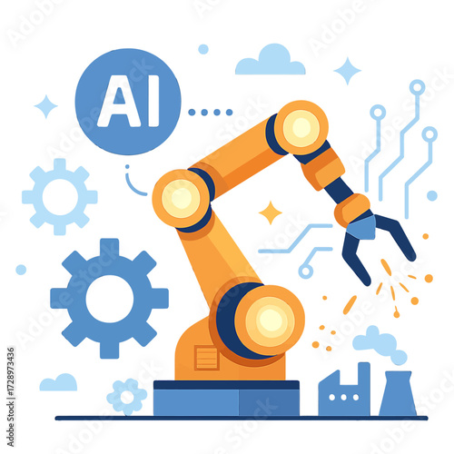 Advanced Artificial Intelligence (AI) powered robotic arm revolutionizing modern industrial manufacturing processes with smart automation, enhancing efficiency and productivity in the future factor