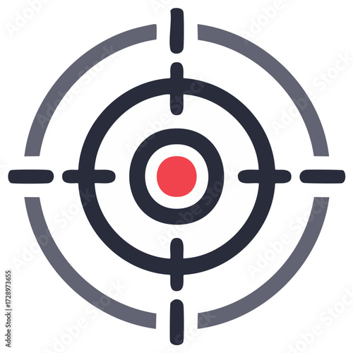 Vector Illustration of a Target Icon Aiming at a Red Center, Focus and Precision Concept