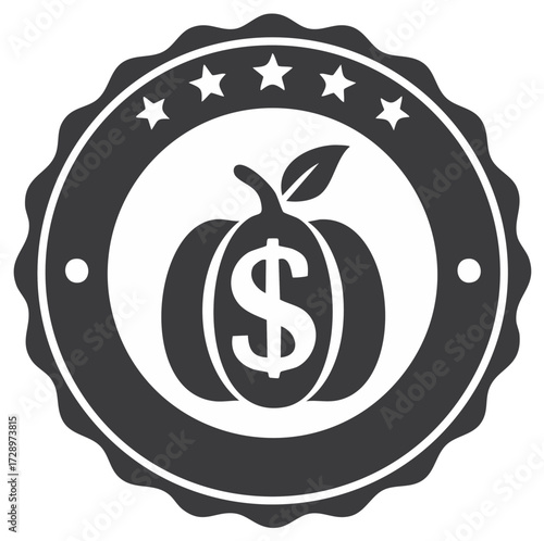Financial Harvest Symbol Pumpkin Icon with Currency Sign