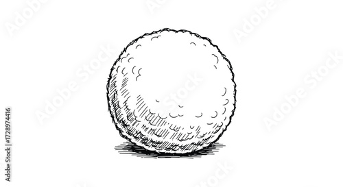 Snowball, hand drawn sketch of winter game object