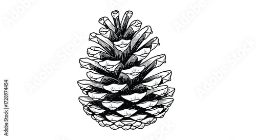 Hand drawn pine cone, vector illustration art