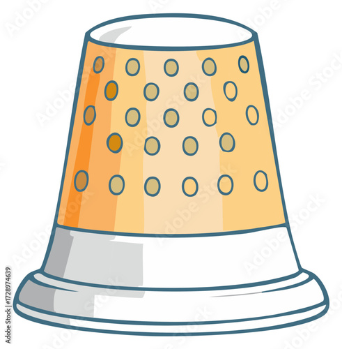 Cartoon style thimble for sewing and craft projects vector illustration