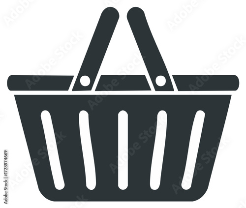 Minimalist dark gray shopping basket icon for online store retail business and digital commerce concepts