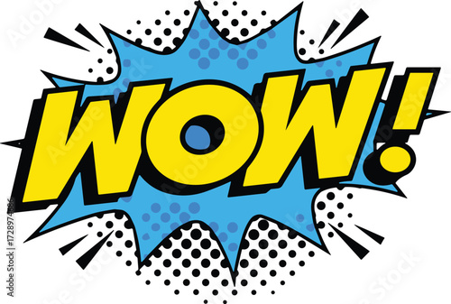 Cad drawing flat vector illustration, wow comic text, pop art speech bubble, cartoon explosion, retro style design element