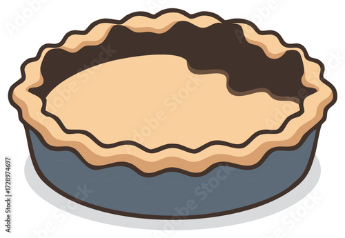 Cartoon Pie Crust with Filling in Pan Ready to Bake Sweet Dessert Food