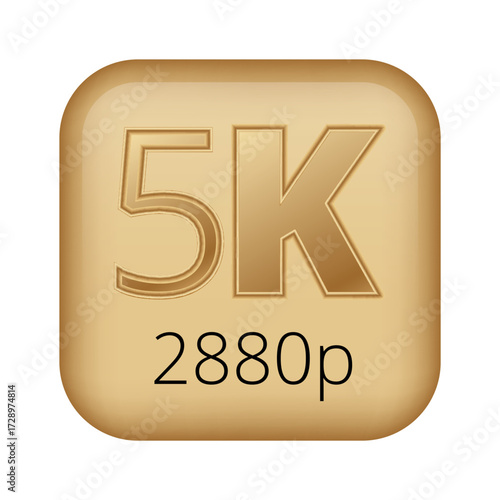 5k 2880p resolution icon button in gold color.