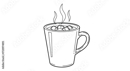 Hot chocolate with marshmallows in doodle style
