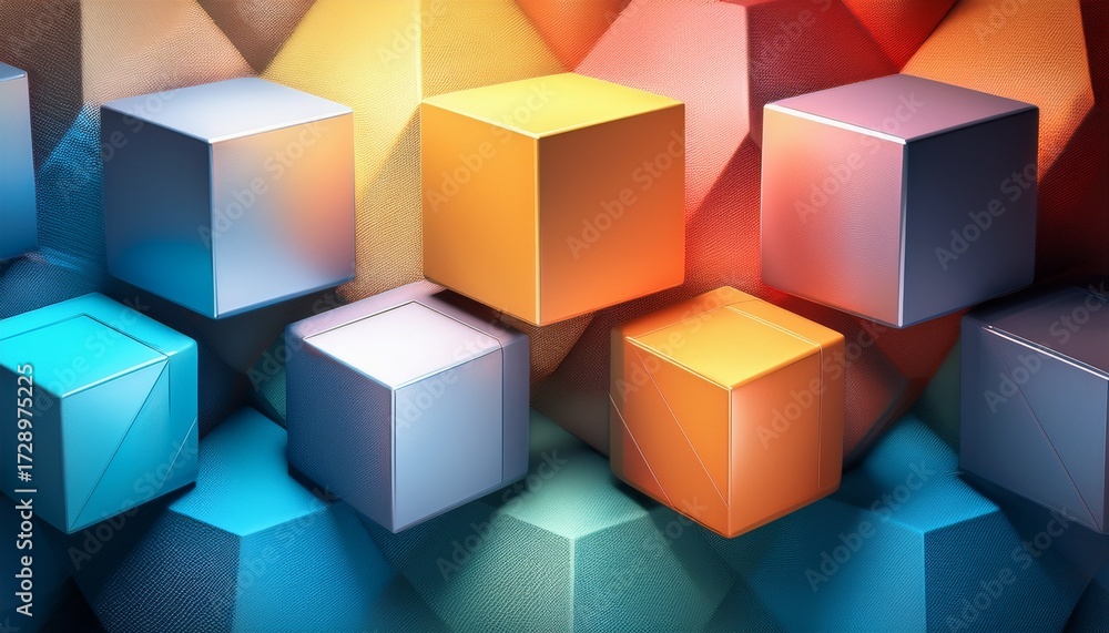 Fototapeta premium colorful 3d cubes on a textured background with cool and warm tones