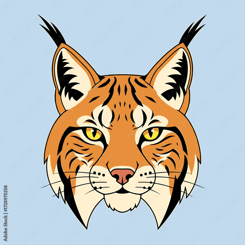 Obraz premium A stylized illustration of a lynx's head, showcasing its facial features with sharp details.