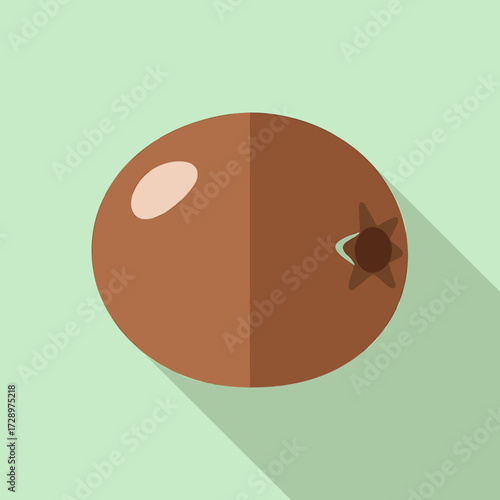 Flat illustration of a single kiwi fruit, showing its brown skin and a light-colored highlight.