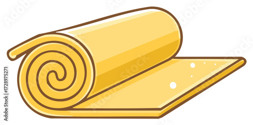 Yellow Rolled Flexible Material Cartoon Style Vector Illustration Graphic