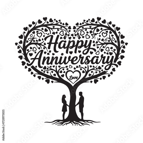 Obraz na plátně Silhouette typography with tree of love